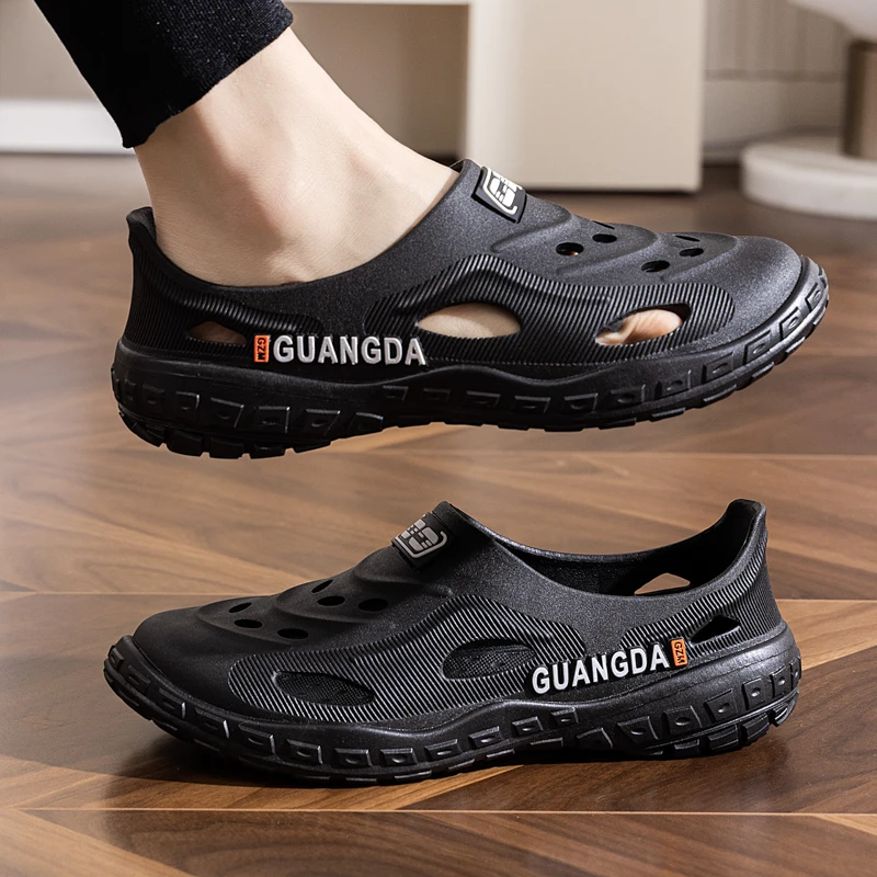 男士凉鞋夏季新款洞洞鞋厚底韩版防滑高档家用外穿耐磨爸爸拖鞋凉