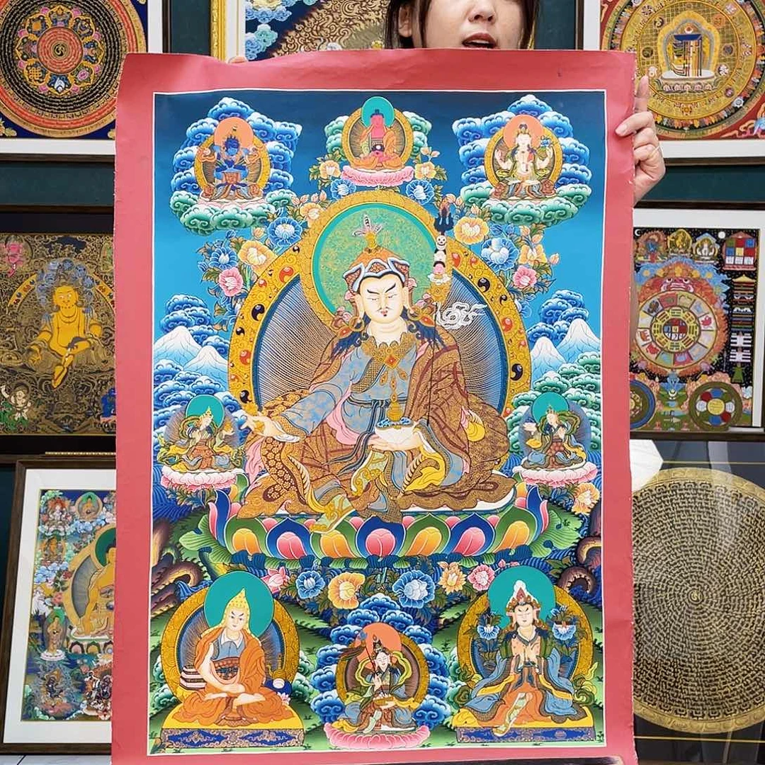 卷轴画手绘唐卡 莲师
