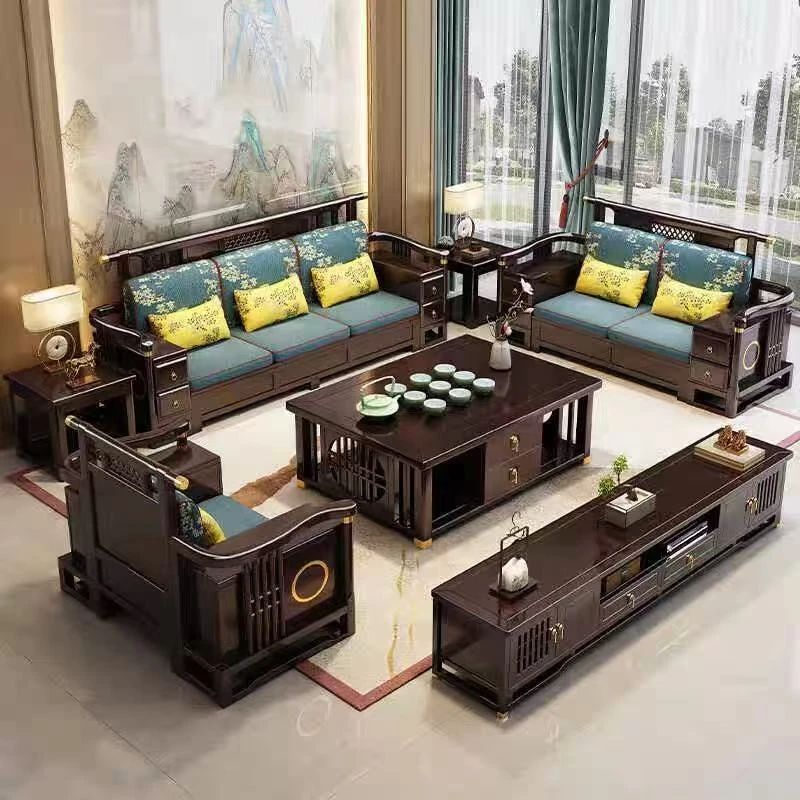 新中式实木沙发组合客厅轻奢冬夏两用大小户型储物贵妃转角家具
