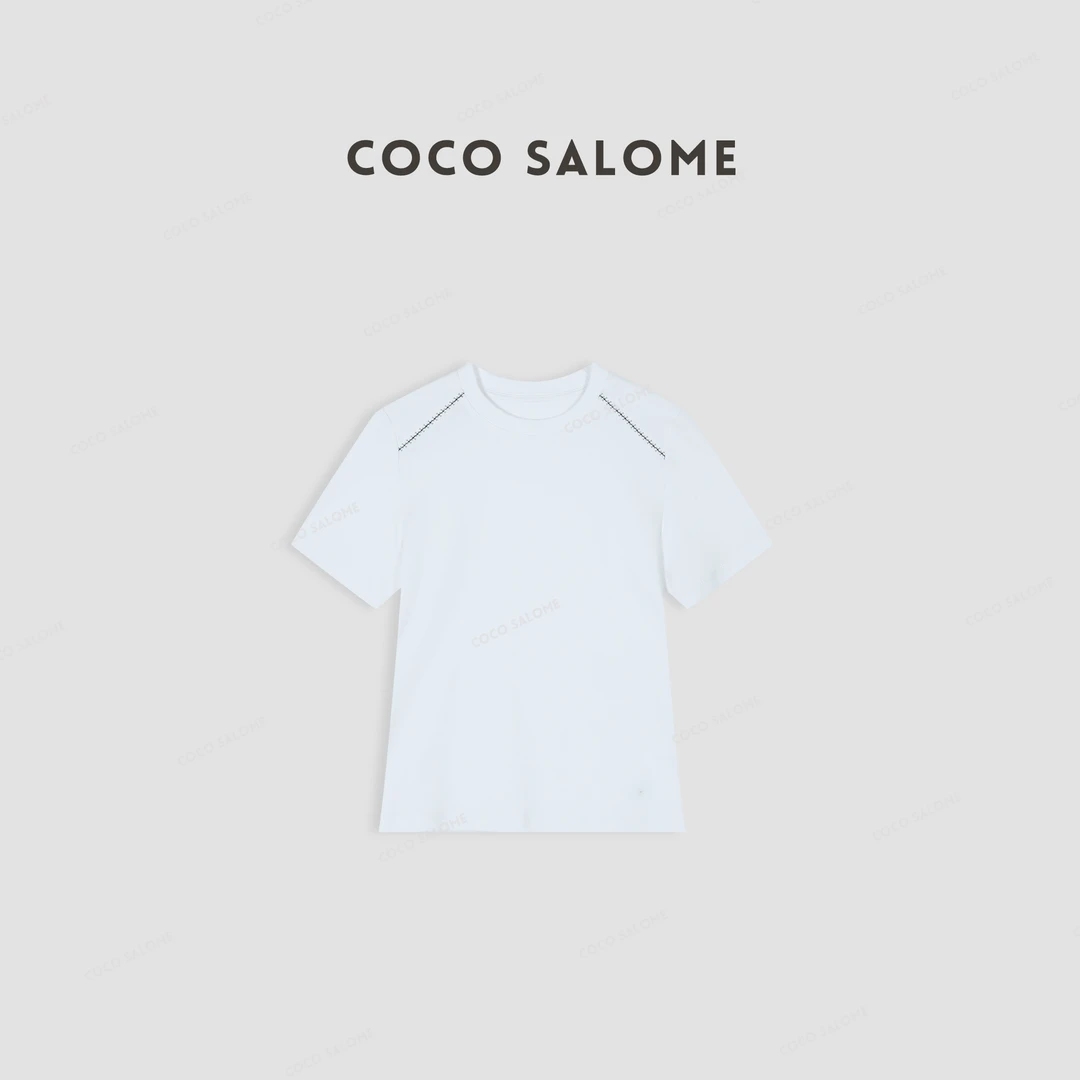 COCO SALOME⑥【鱼骨T】2025早春220g线条设计显瘦百搭圆领短袖010K