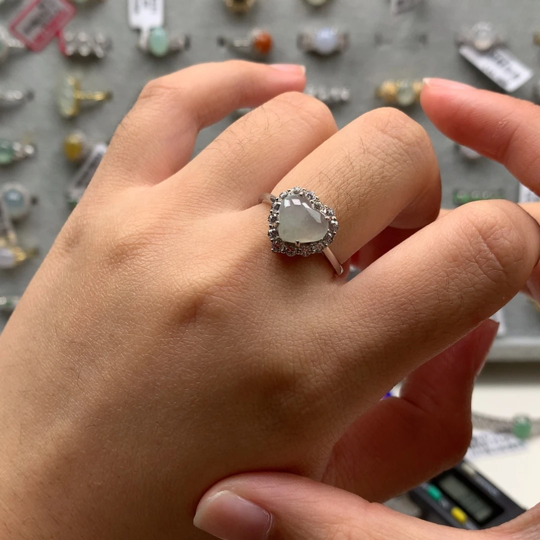 翡翠银S925镶嵌戒指戒指