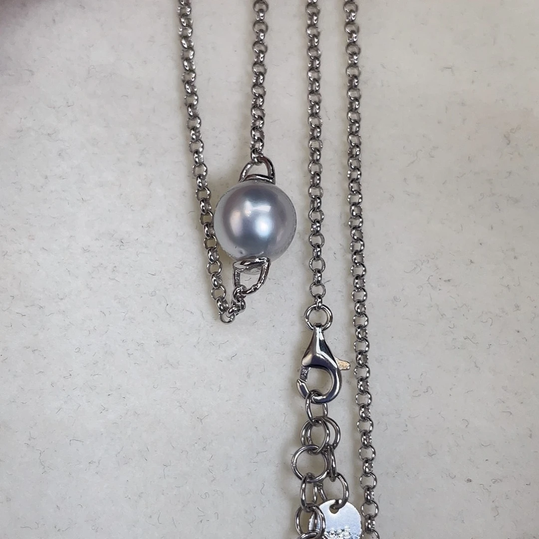 海水珍珠银S925镶嵌项链