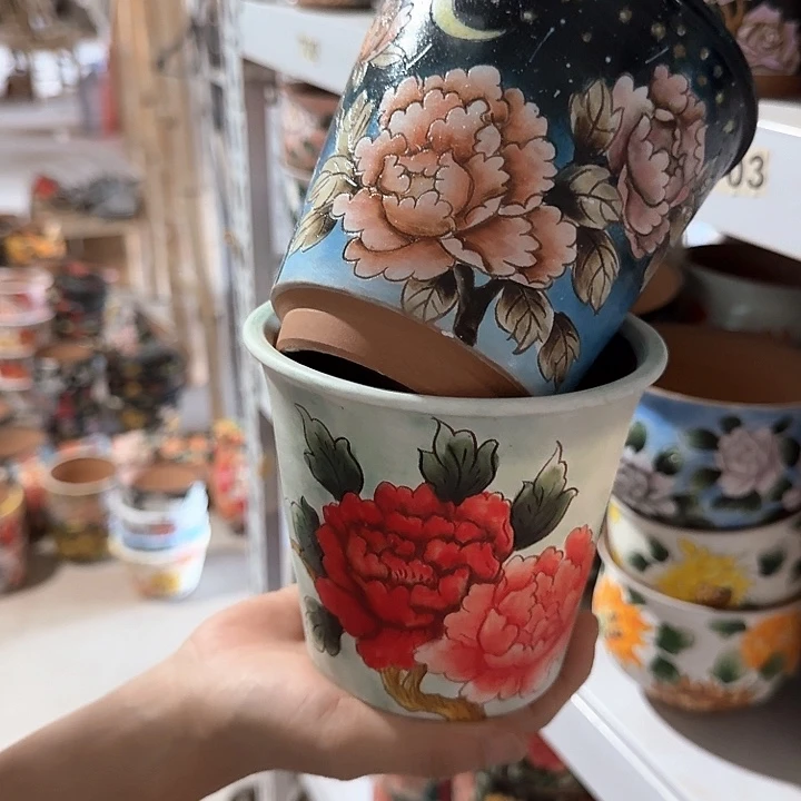 紫砂花盆景德镇陶瓷美术