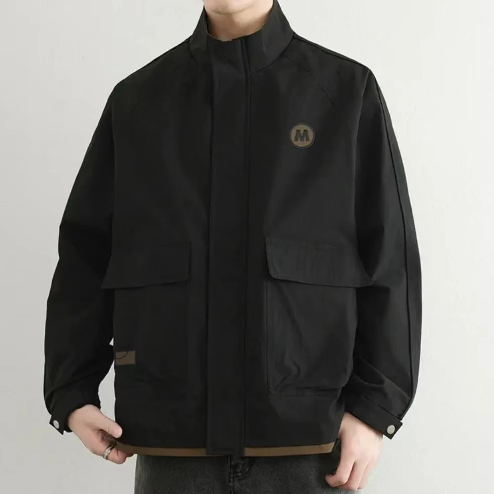 2501春季新款2025工装冲锋衣宽松春秋立领夹克男士外套