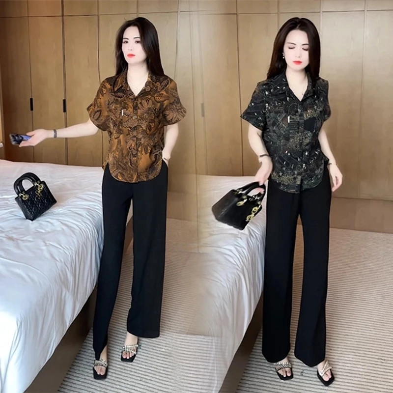 夏季穿搭衬衫休闲时尚洋气气质显瘦减龄女神短袖上衣大码复古春夏