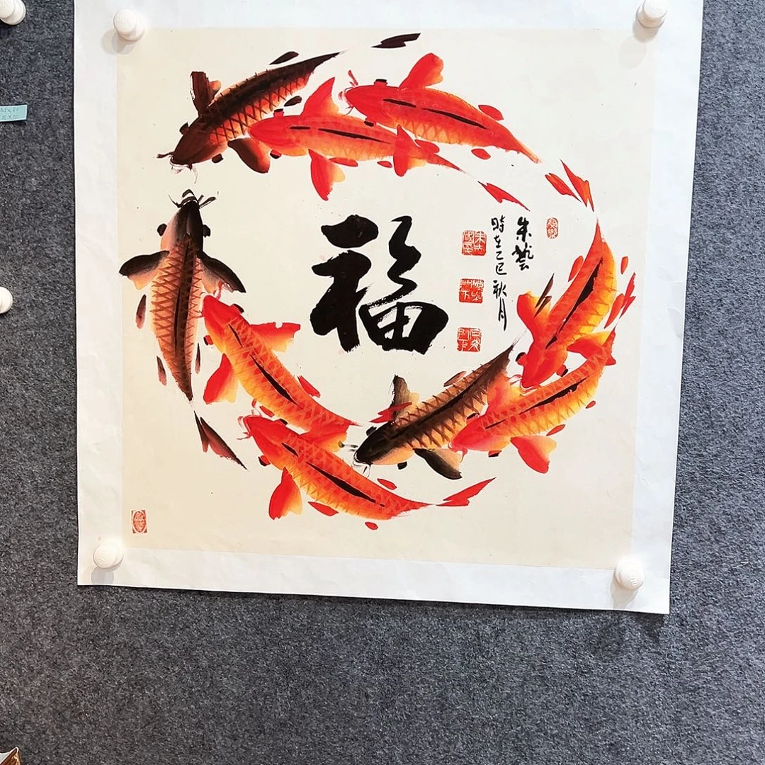 国画纯手绘画心原创