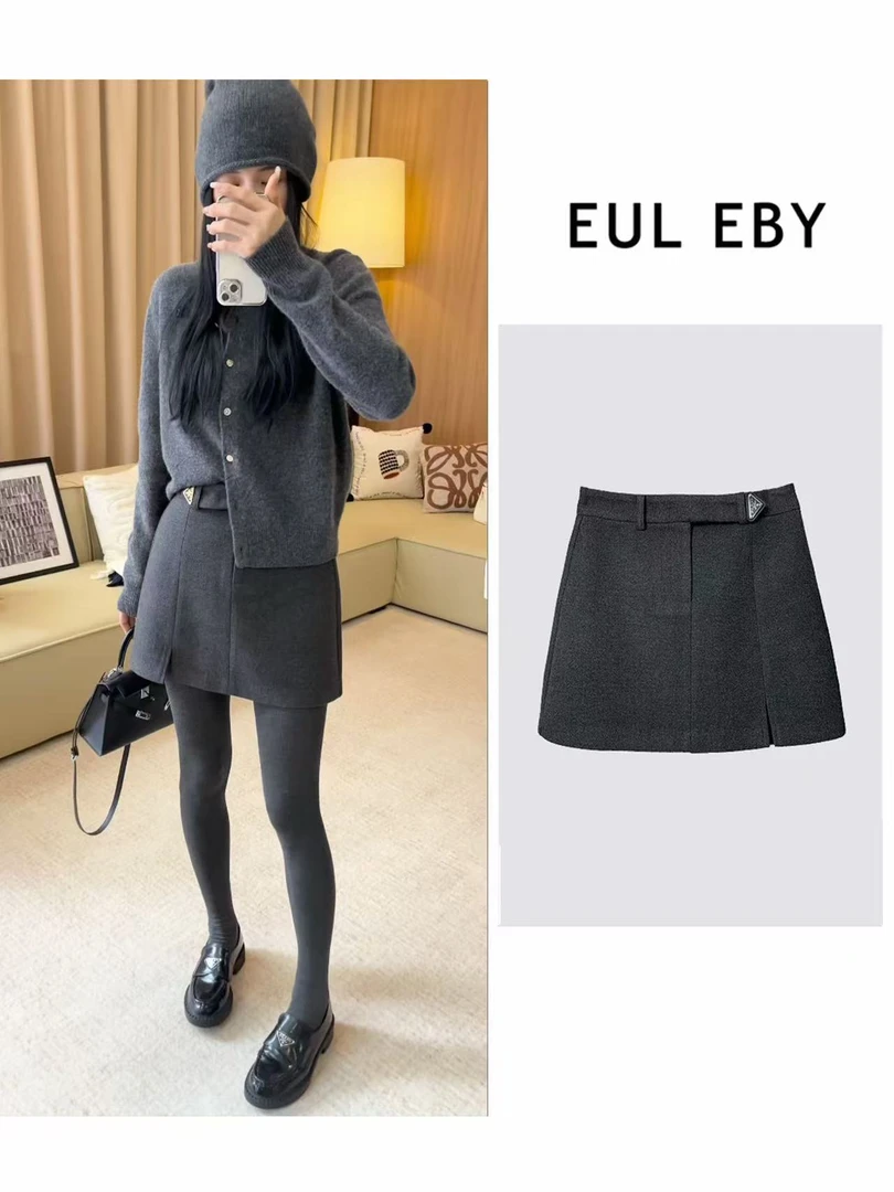 2025年秋冬季新款洋气毛呢气质半身裙6708