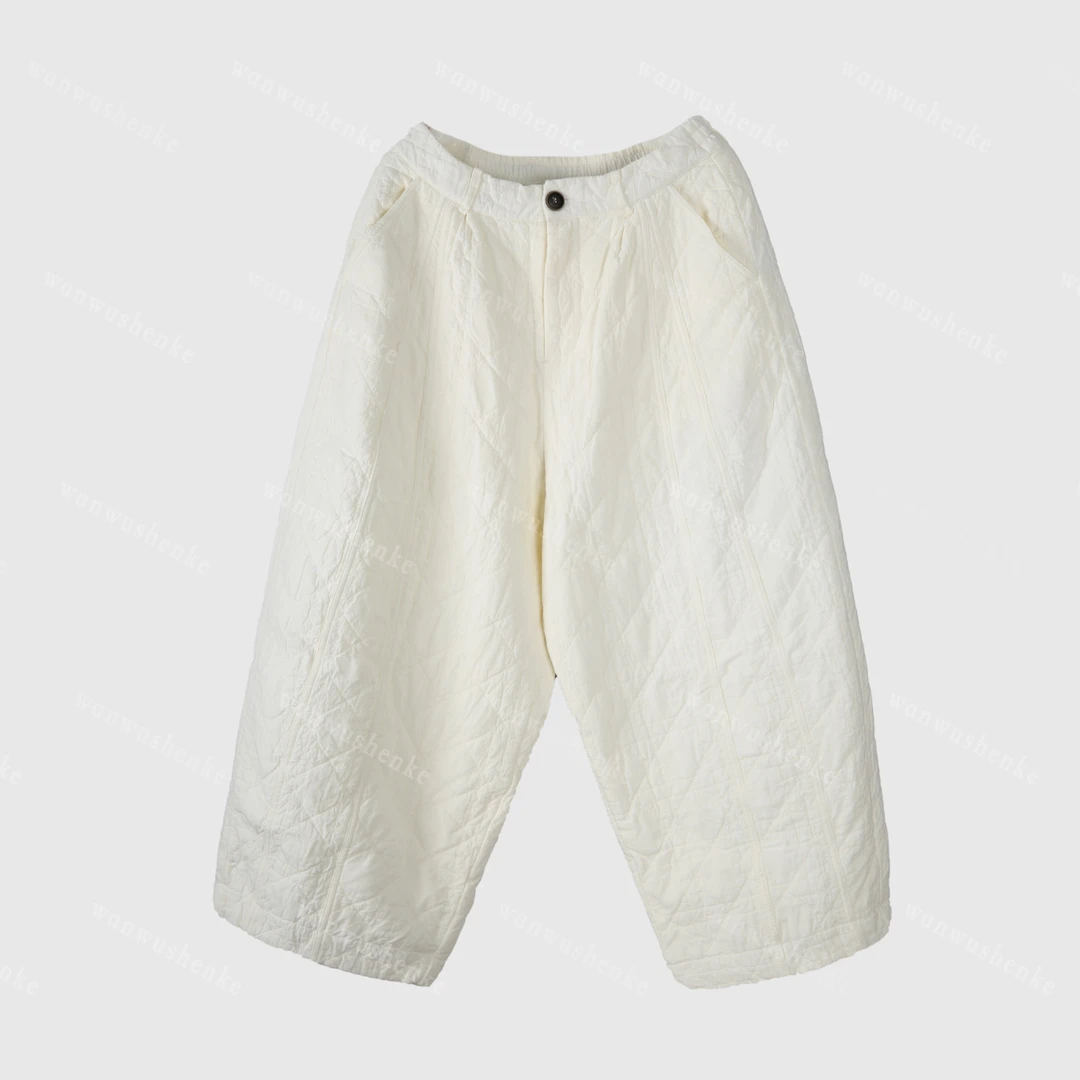 万物身客 荼·K33831 冬款半松紧腰宽松直筒棉裤