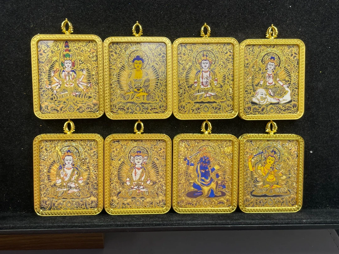 五台山八大守护唐卡 生肖本命佛吊坠 热贡藏式画风 佛牌随身佩戴