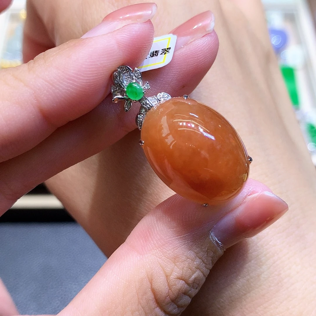 吊坠(不含链)18K金镶嵌翡翠翡翠吊坠