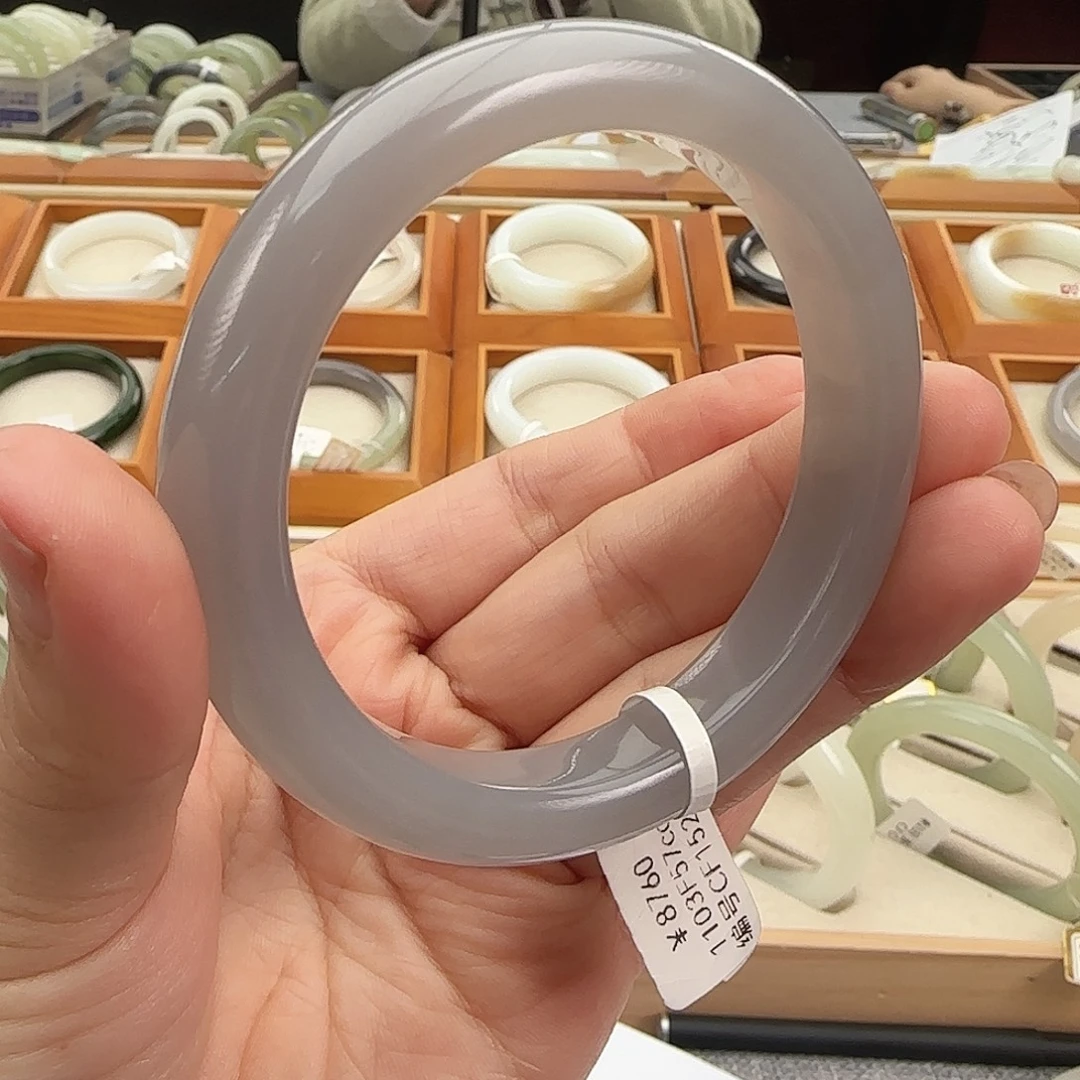 和田玉未镶嵌手镯冰烟紫58/59