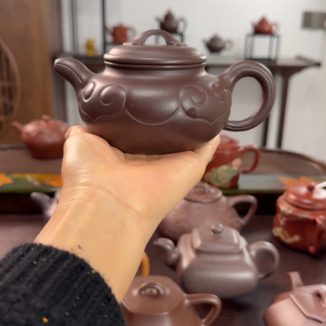 茶壶紫砂仿古如意紫泥