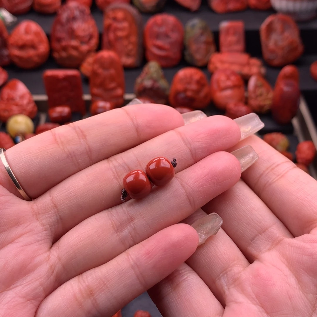 南红玛瑙南红川料原矿老型对珠9.2mm未镶嵌大*王