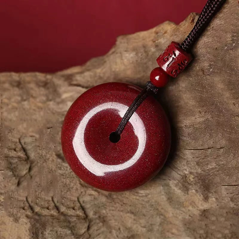 含辰砂工艺品纯正天然高含量朱砂护身符挂件平安扣吊坠项链本命年