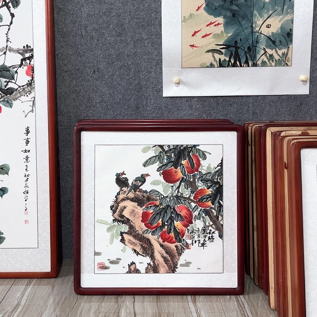 国画书画作品带框63×63