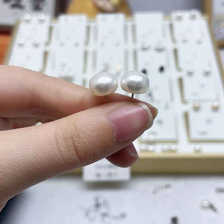 淡水珍珠耳饰银S925镶嵌@**窝