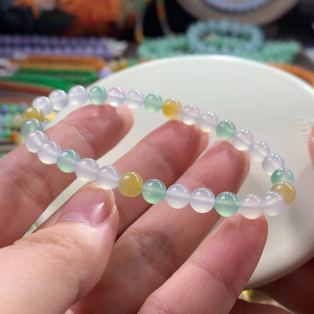 未镶嵌手链翡翠翡翠冰胶底糖果色卡6+