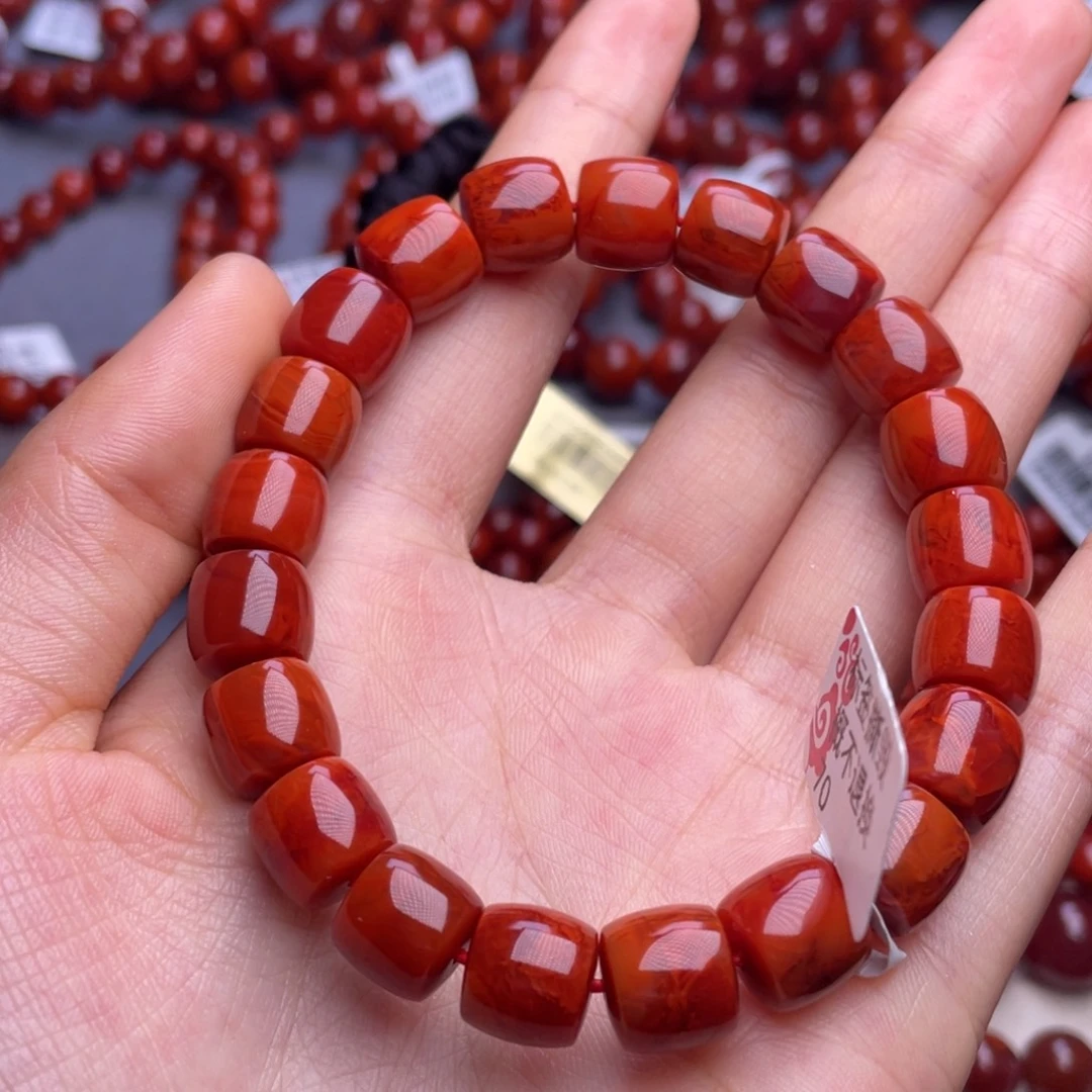 南红玛瑙未镶嵌其他10mm高品瓦西火焰纹满肉直切手串