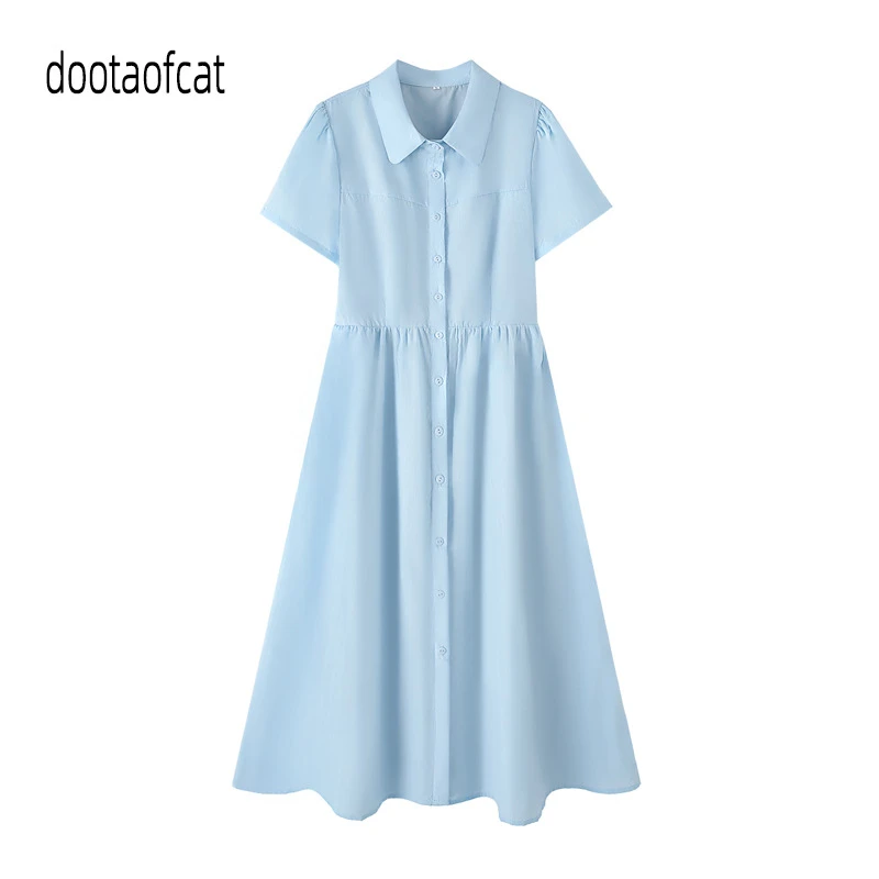 2025年春季新款法式娃娃领欧若风连衣裙泡泡袖长裙子18518351