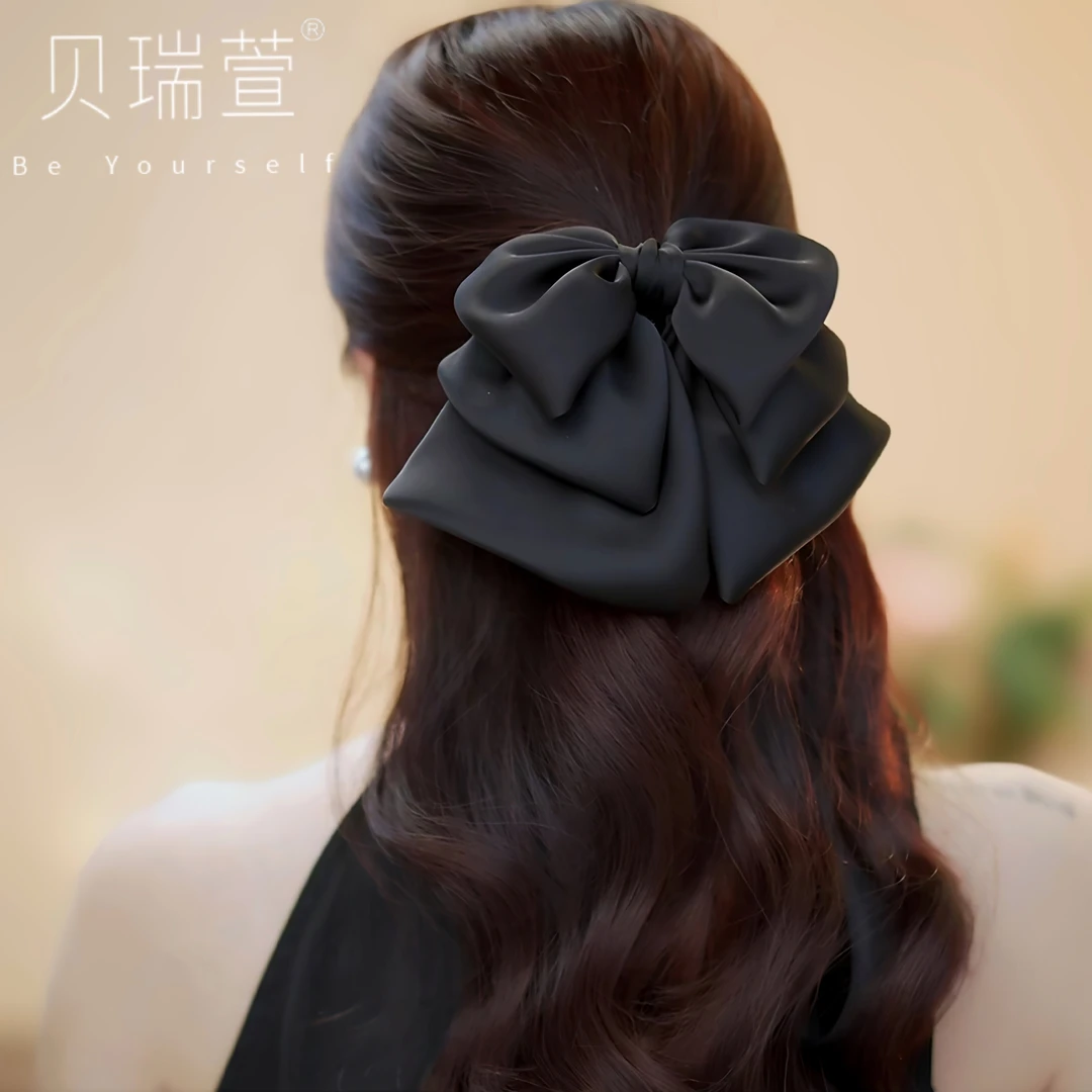 ZJ088新款蝴蝶结风韩范缎面花苞高颅顶发饰头饰抓夹