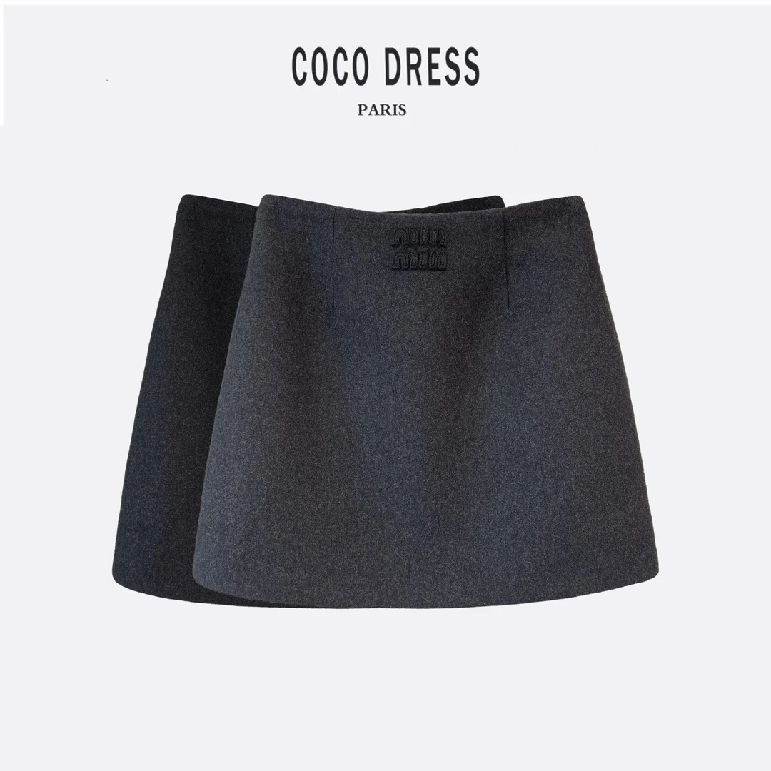 新款羊毛毛呢百搭高腰修身防走光休闲A字包臀裙半身裙