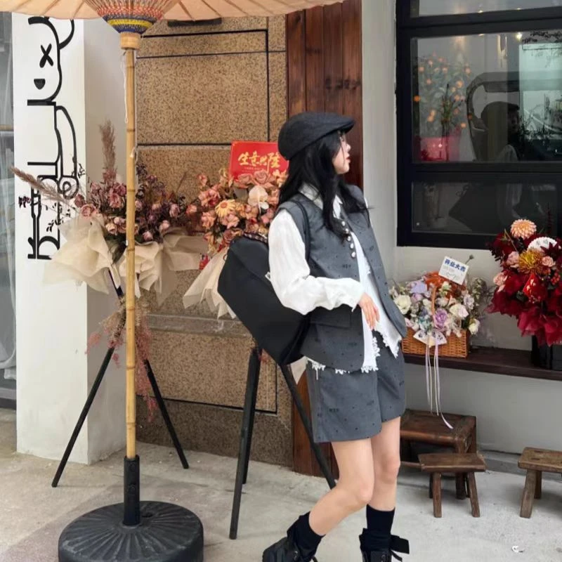 1531春季新款品质感蕾丝腰头百搭时尚高腰波点马裤女