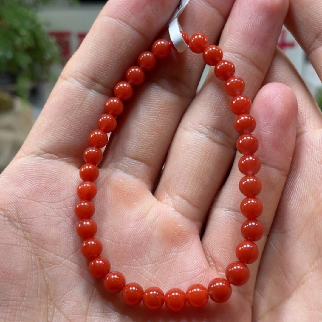 南红玛瑙览坡锦红单圈5m m未镶嵌