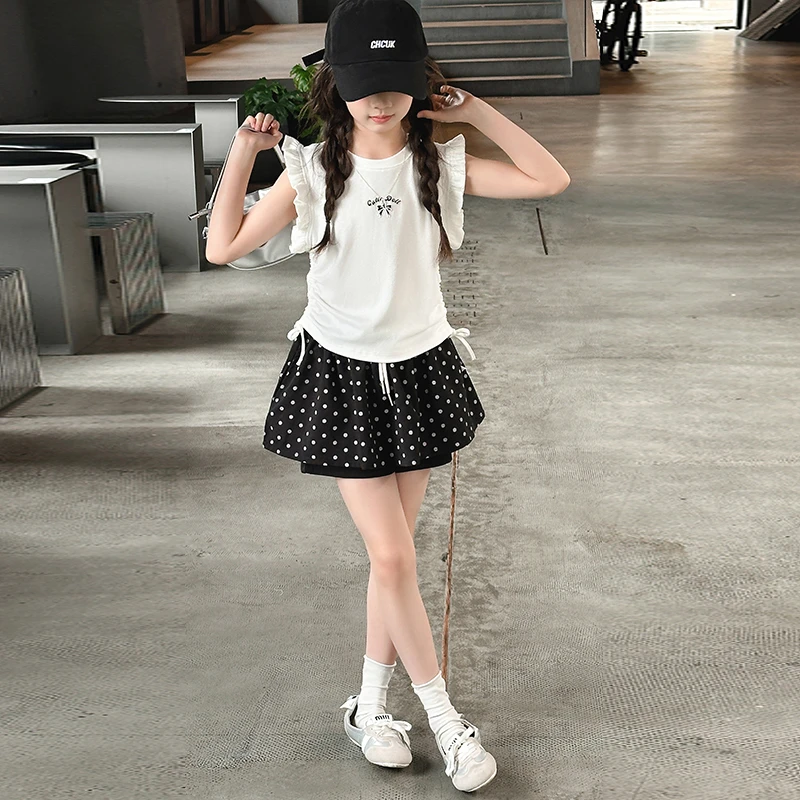 大女童装夏装6-12岁潮牌高级感无袖背心套装2025新款儿童夏季服饰