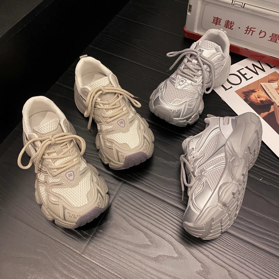 贾不假老爹鞋女款2025春季新款超火时尚学生轻便厚底舒适运动鞋子