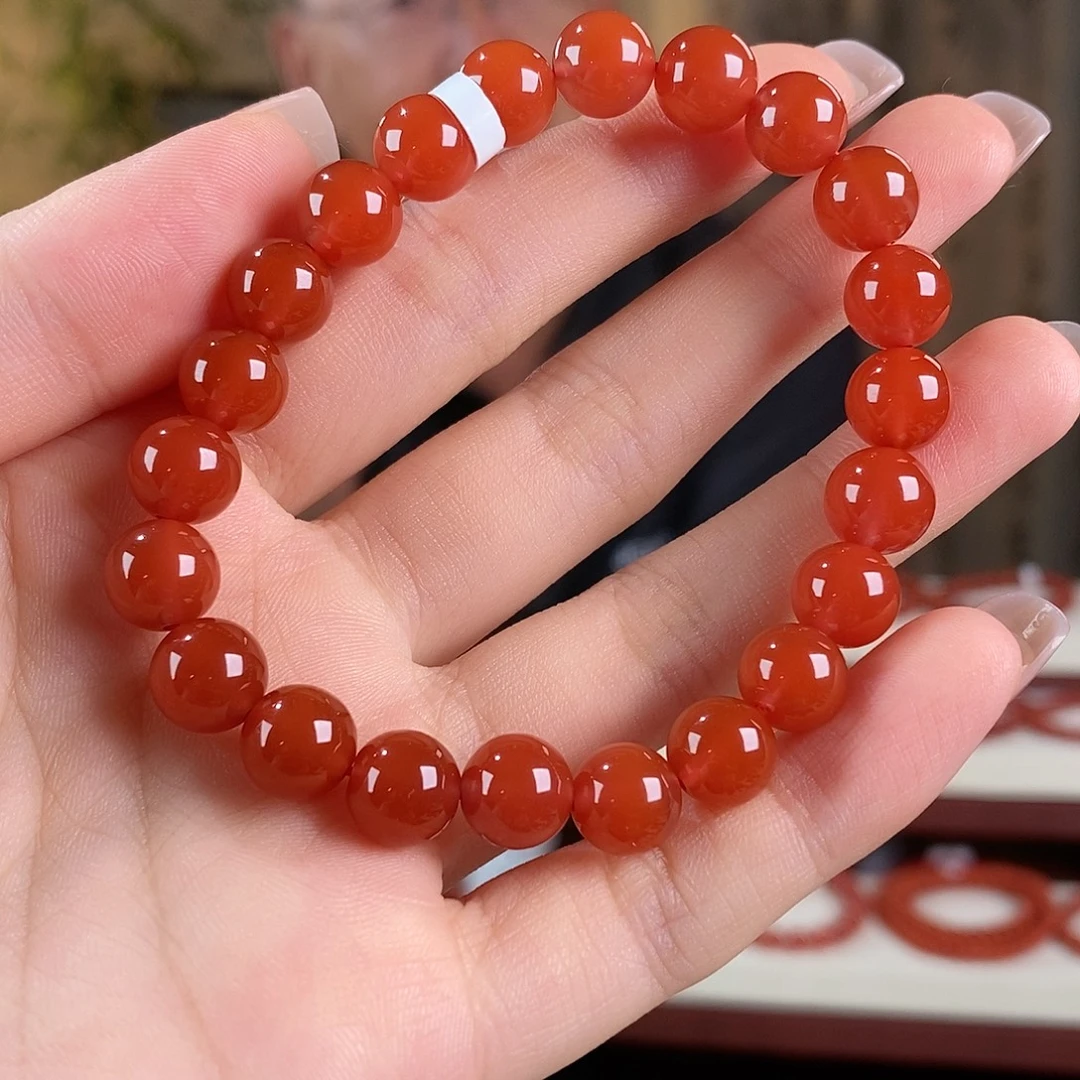 南红玛瑙未镶嵌手串原矿8.5mm s级别 保山高浓郁