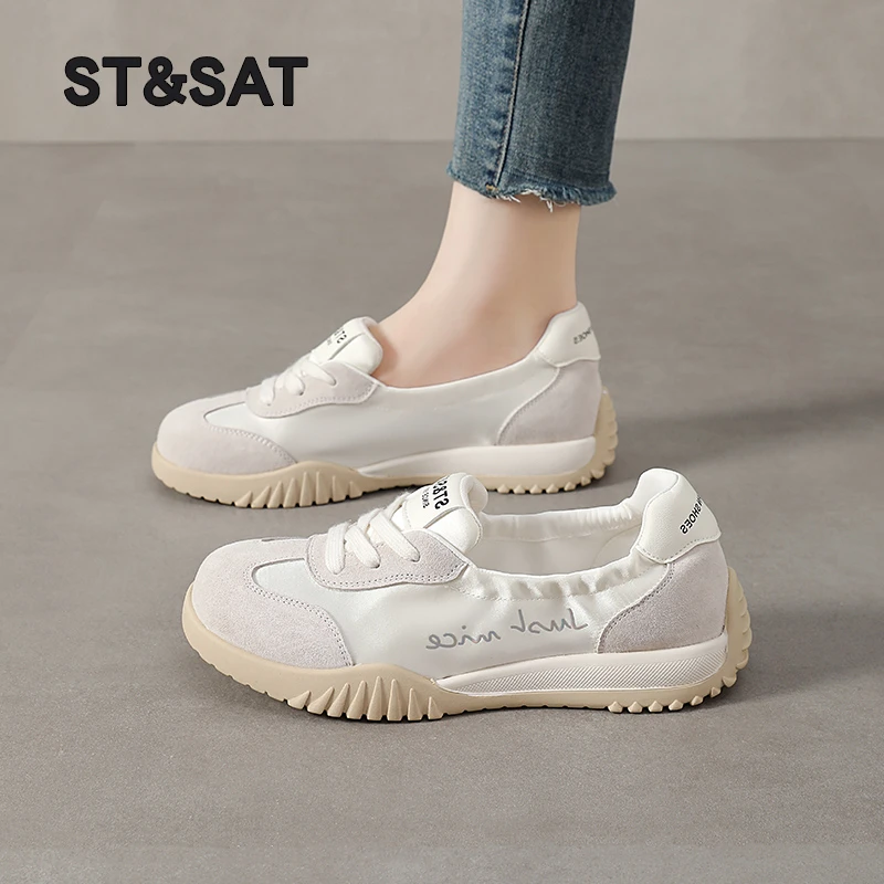 星期六软底百搭小白鞋女2025新款鞋子透气休闲运动鞋芭蕾风德训鞋