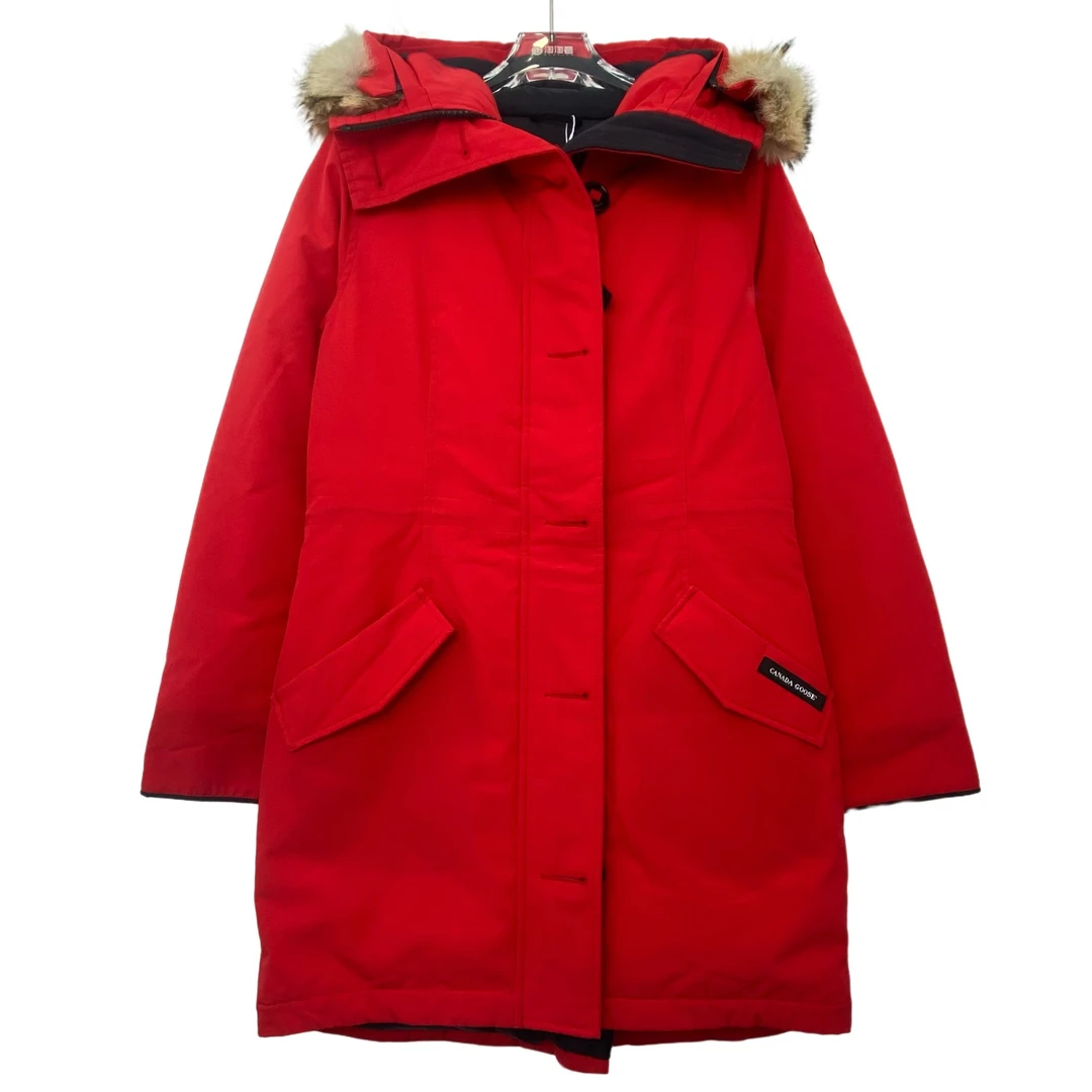 99新 CANADA GOOSE  J24445  贴饰连帽毛领派克服 S码