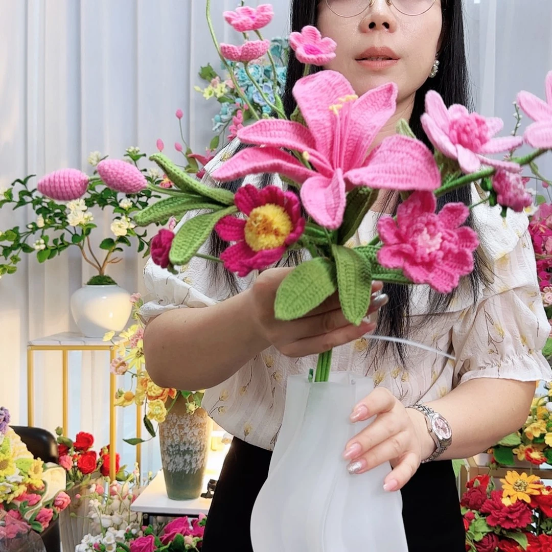 莱赛尔纤维棉手工钩织花束