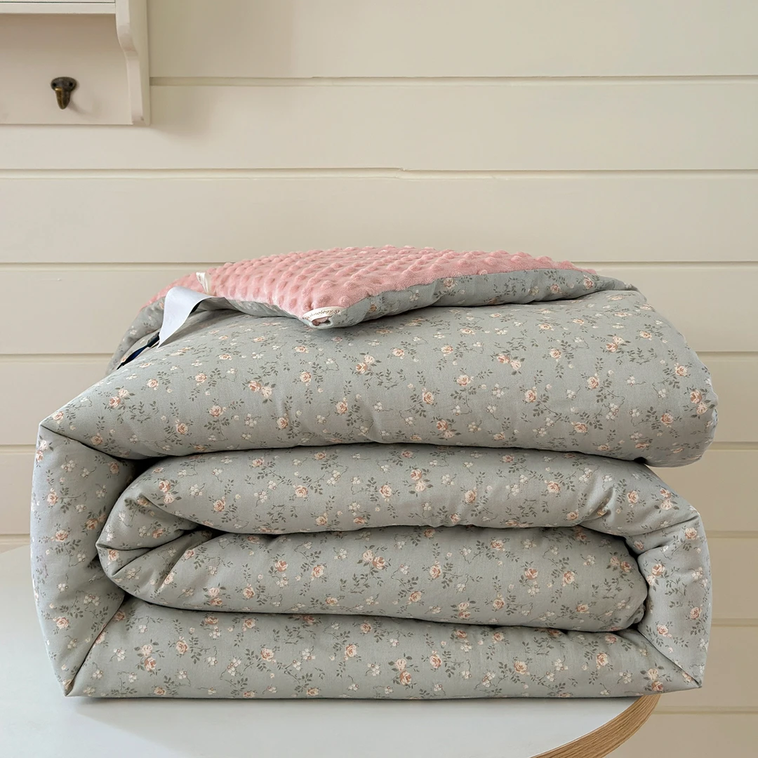 全棉双层纱豆豆被子被芯可机洗裸睡春秋被加厚保暖冬被可配四件套