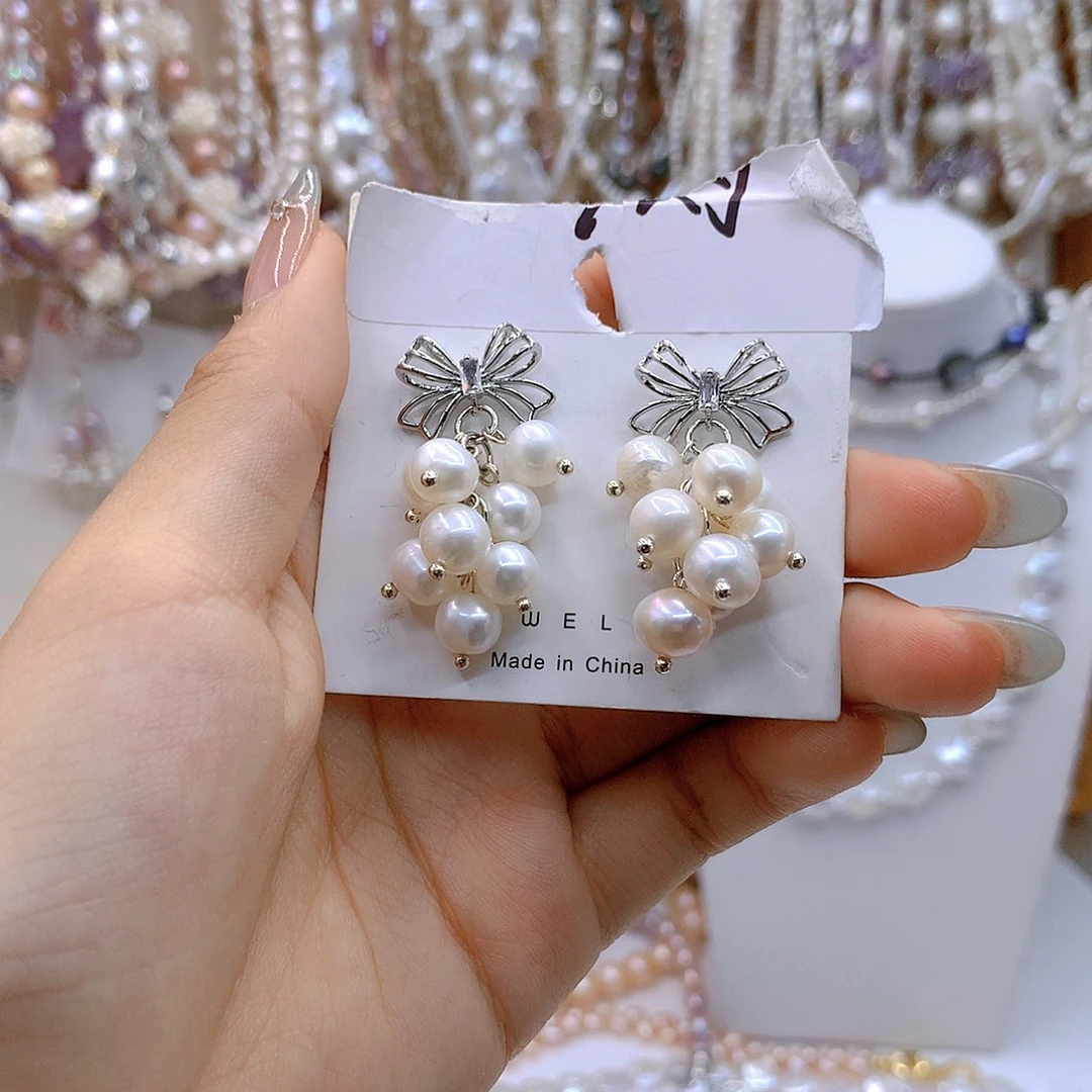 银S925镶嵌淡水珍珠耳坠