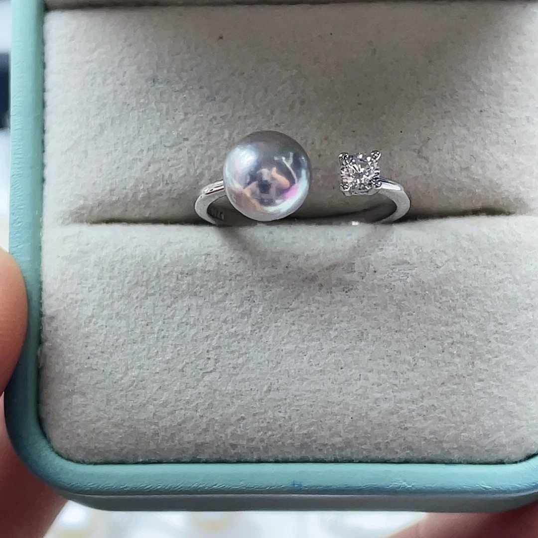海水珍珠银S925镶嵌戒指