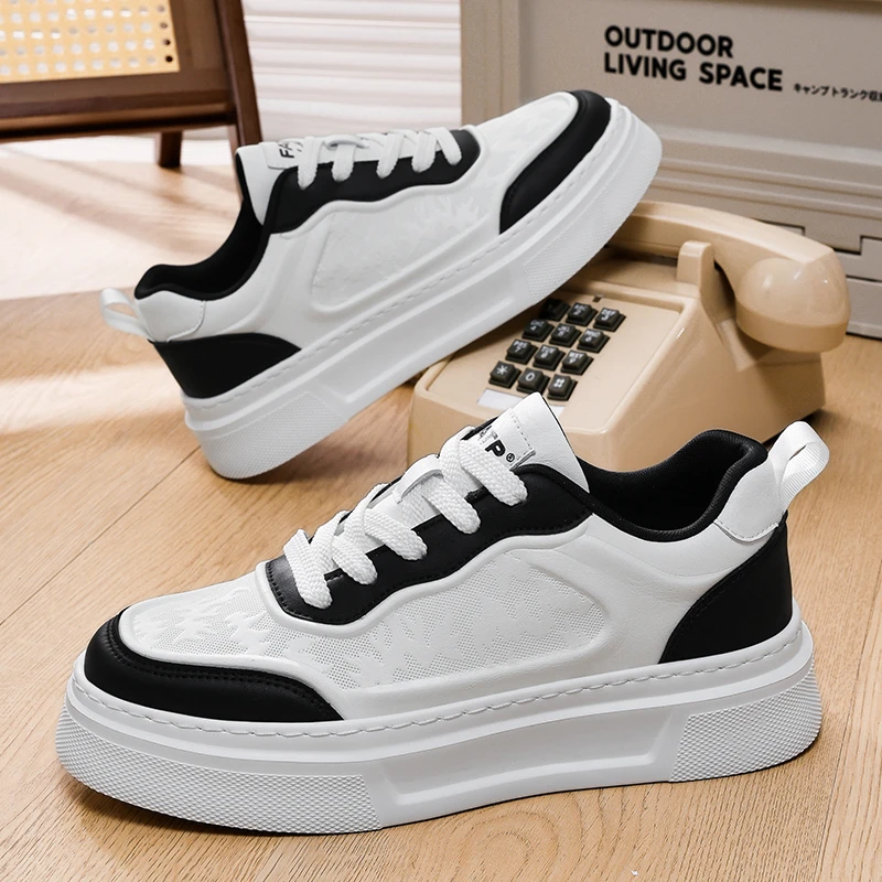 白小强秋冬男士休闲板鞋防滑耐磨厚底增高鞋时尚百搭拼色小白鞋