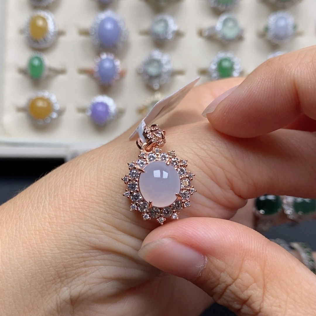 翡翠戒指银S925镶嵌戒指