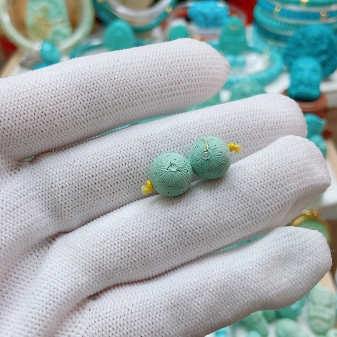 绿松石未镶嵌对珠10mm