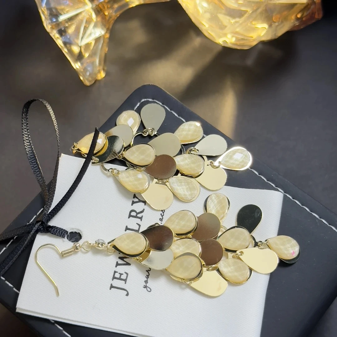 铜合金合成锆石耳饰 手工气质轻奢时尚复古简约镶嵌耳环QC2756