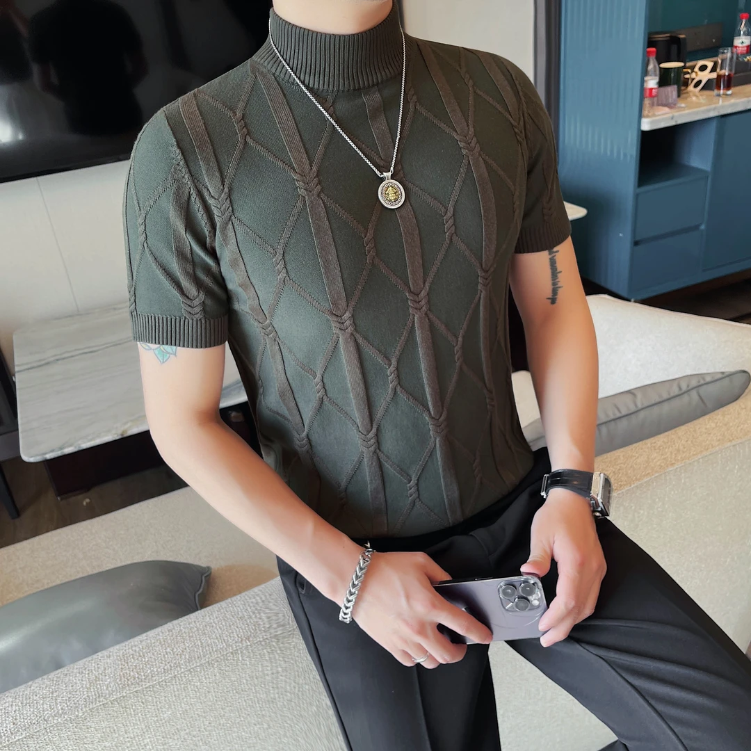 高级感半高领毛衣男士秋冬季2025新款爆款痞帅网红中领针织打底衫