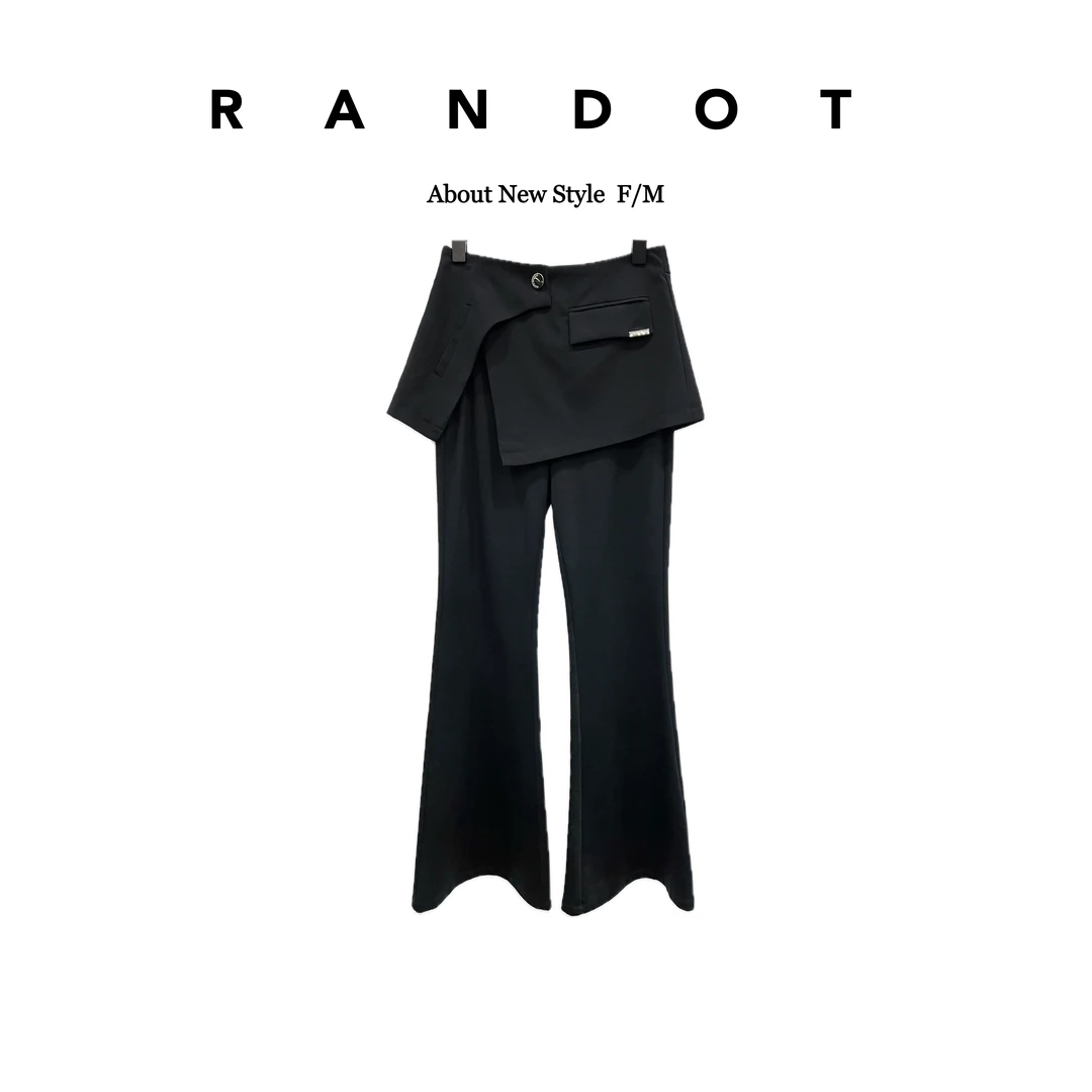 【K-11】原创设计 “屁帘喇叭”不规则腰封裙边微弹薄款喇叭裤D0511