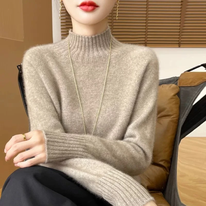 【双股加厚】半高领宽松上衣D030