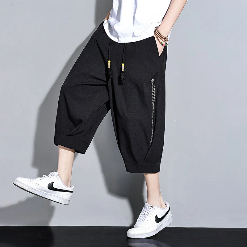 啄木鸟夏季新款男士薄款国风灯笼裤短裤七分裤休闲宽松中裤沙滩裤