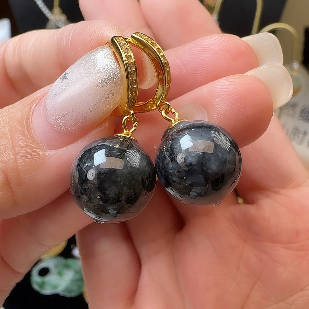 翡翠银S925镶嵌耳饰