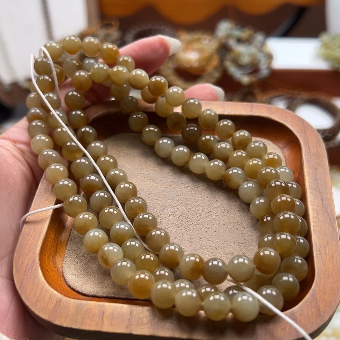 毛衣链未镶嵌和田玉珠串8mm