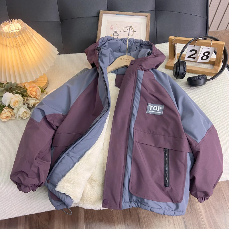 佑妈家童装 男女童中大童潮款棉服儿童加绒夹棉棉袄冬款外套