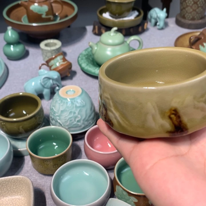 龙泉青瓷点彩空山杯杯
