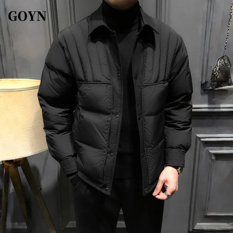 GOYN秋季爆款2025新款男装高级感潮流纯色时尚男士休闲羽绒服外套