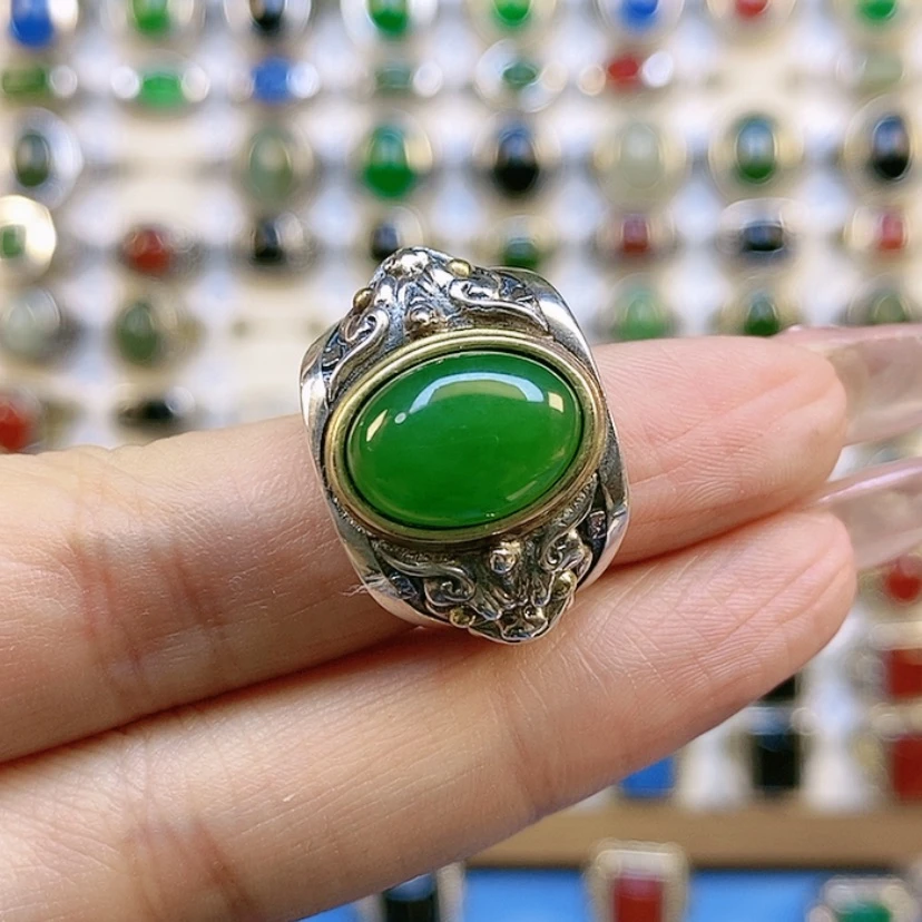 【闪购商品】和田玉戒指银S925镶嵌我**宝